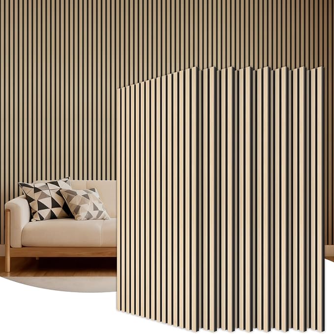 TONOR Wood Wall Panels for Interior Wall Decor, 8 Pack 47.2" x 23.6"(61.88ft²) Wood Slat Aacoustic Panels, Soundproof Wall Panels for Noise Cancelling and Decoration, Living Room, Office, Burly Wood