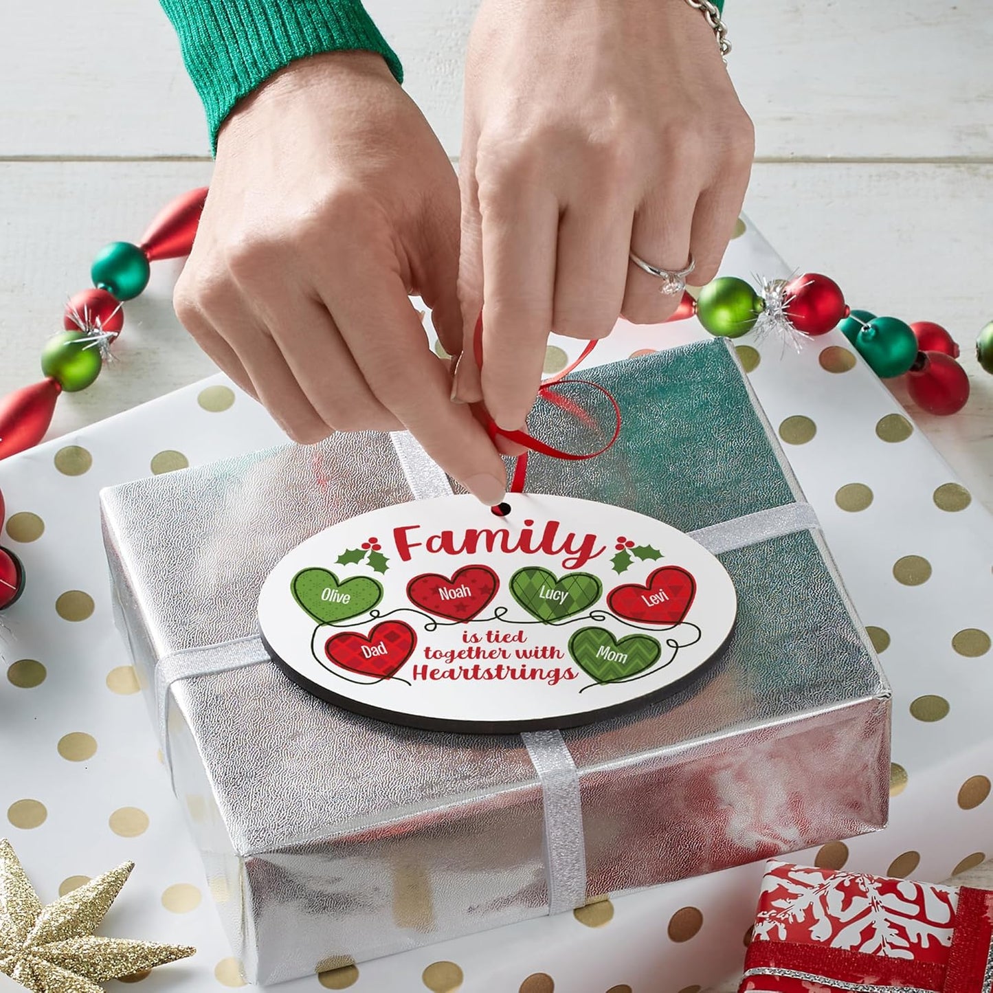 Let’s Make Memories Personalized Christmas Ornament - for Sisters - 2024 Christmas Ornament - Wood - Oval - 2–6 Names - Heartstrings