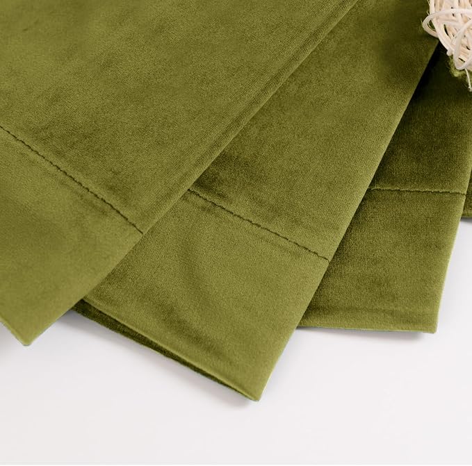 BGment Moss Green Velvet Curtains 90 Inches Long, Vintage Super Soft Thermal Insulated Room Darkening Privacy Window Drapes with Back Tab and Rod Pocket for Bedroom/Living Room, 2 Panels, 52 x 90 Inch