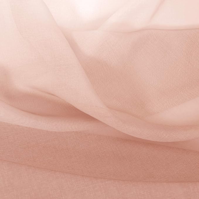 DWCN Blush Pink Ombre Sheer Curtains - 84 inches Long Faux Linen Gradient Semi Voile Curtains for Bedroom and Living Room, Set of 2 Grommet Top Window Curtain Panels, 42 x 84 Inches Long
