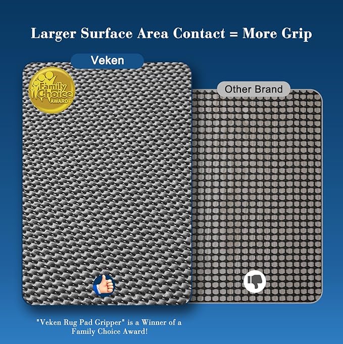 Veken 4 Ft Round Rug Pad Gripper for Hardwood Floors, Circle Non Slip Rug Pads for Area Rugs, Thick Dark Grey Rug Grippers for Tile Floors, Under Carpet Anti Skid Mat, Keep Your Rugs Safe and in Place