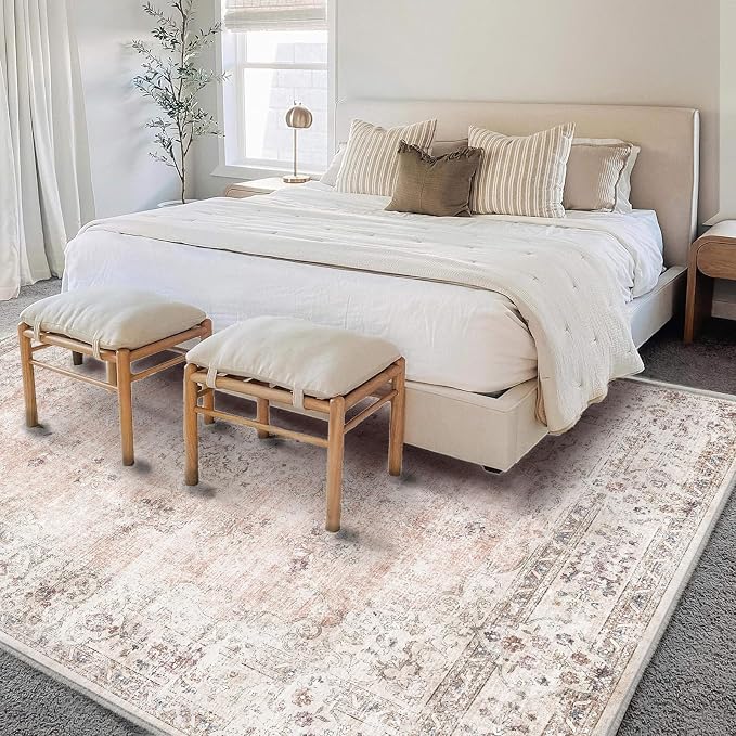 CHAMPLANT Washable Area Rug 10'x14' Boho Design Non-Shedding Easy Care Ideal for High Traffic Areas in Living Room Bedroom Office Coffee Table Kitchen Large Carpet