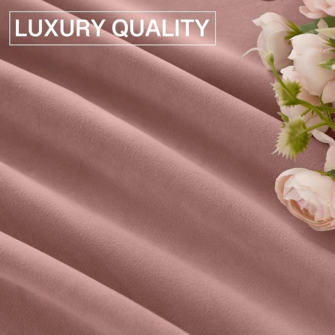 StangH Pink Curtains 96 inches Thermal Insulated Window Drapes, 2 Panels | 300GSM Soft Velvet, Room Darkening Noise Reducing Window Drapes, Pink Christmas Decor, Privacy & UV Protection, Living Room