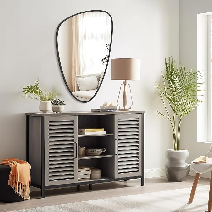 WallBeyond Asymmetrical Mirror, Irregular Wall Mirror, Wall Mirrors Decorative for Bedroom Living Room entryway Hall, Wall Mirror for mid Century Modern Decor 36" H x 23" W, Black