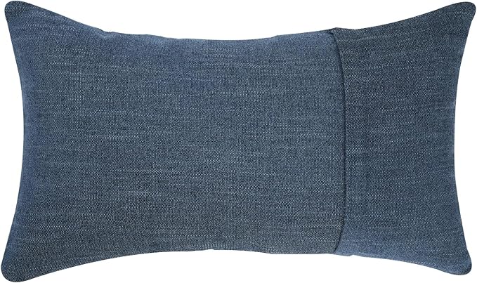 Set of 2 Leather Throw Pillow Covers Lumbar Cotton Linen Decor Patchwork Pillow Cover Faux Leather Pillows Cover for Couch Sofa Living Room Bedroom,Navy Blue 12"x20"
