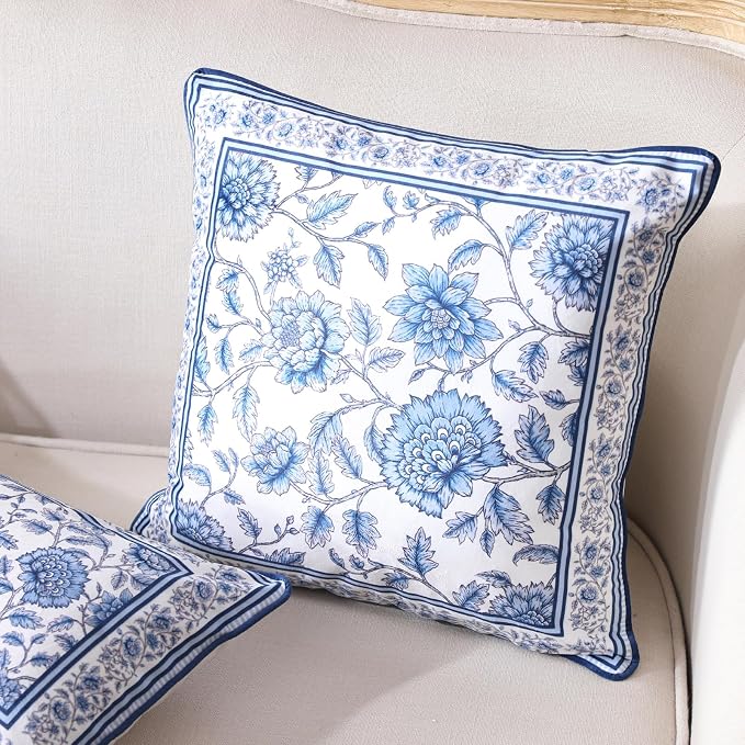 ISAENNE Designer Vintage Velvet Throw Pillow Cover,22"x22"-BlueWilow | Pillow Cover,Concealed Zipper Design,Dragonfly Pattern,Sofas,Bedroom,Living Room,Lounge Chairs,All Season Home Decor