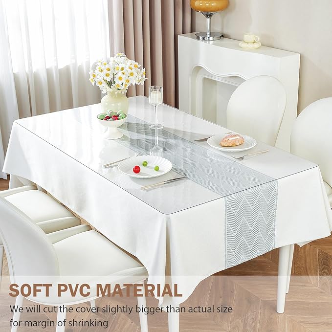 LovePads Clear Desk Mat 12 x 54 Inch, 1.5mm Thick Clear Table Protector, Waterproof Plastic Table Cover Protector, PVC Desk Protector Mat, Vinyl Desk Cover for Desktop, Coffee & Dining Table
