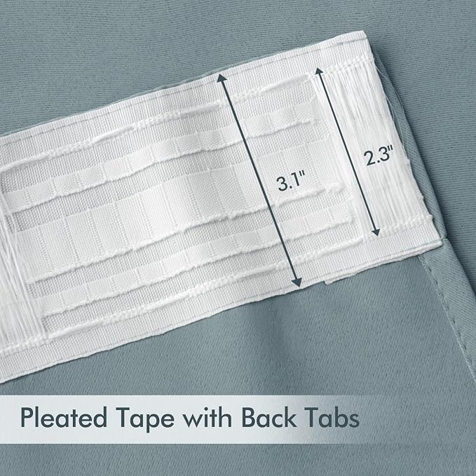 MIULEE Slate Blue Back Tab Blackout Curtains 102 Inch Long 2 Panels Set for Bedroom, Rod Pocket/Pinch Pleated Thermal Insulated Living Room Darkening Light Blocking Floor to Ceiling Drapes