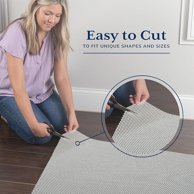 Veken Rug Gripper Pad for Hardwood Floors Tile Floors with 12 Pcs Rug Tape, Thick Cushion Non Slip Rug Pads for Area Rugs, Under Carpet Anti Skid Mat, Keep Your Rugs Safe and in Place, 2x3 Ft