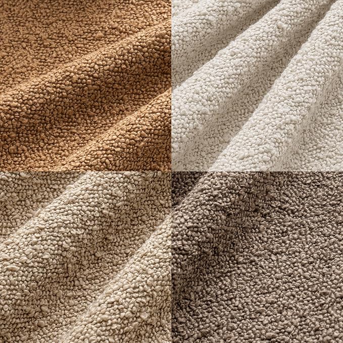 MIULEE Pack of 4 Fall Decorative Textured Boucle Throw Pillow Covers | 22x22 Inch Neutral Brown Accent Euro Sham Pillow Cases Couch Cushion Covers Modern Farmhouse Boho Sofa Bed Room Home Decor