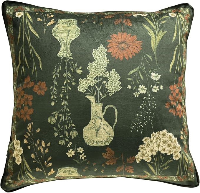 ISAENNE Designer Vintage Velvet Throw Pillow Cover,18"x18"-Nocturne | Pillow Cover,Concealed Zipper Design,Dragonfly Pattern,Sofas,Bedroom,Living Room,Lounge Chairs,All Season Home Decor