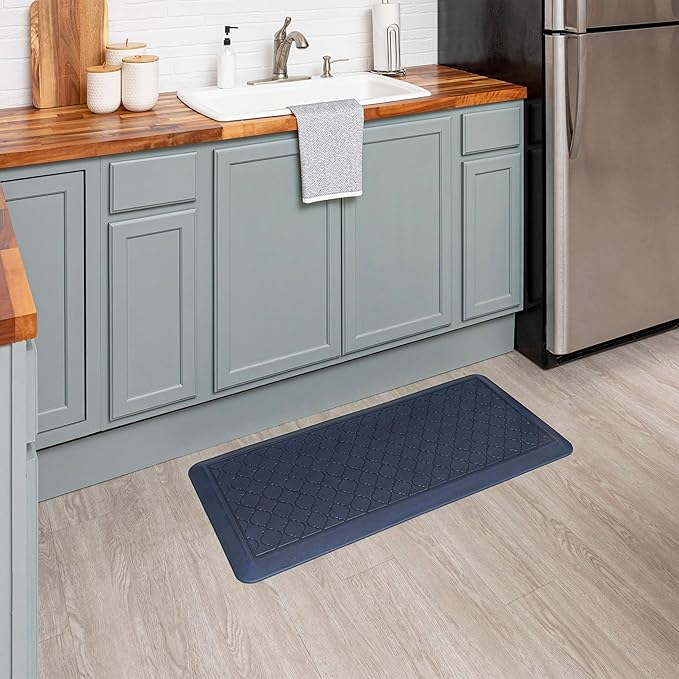 Tempur-Pedic Ultra Comfort Anti-Fatigue Lattice Twilight 1' 8" x 3' 6" Kitchen Floor Mat Cushioned Ergonomic Standing Desk Mat Waterproof Non-Skid Foam