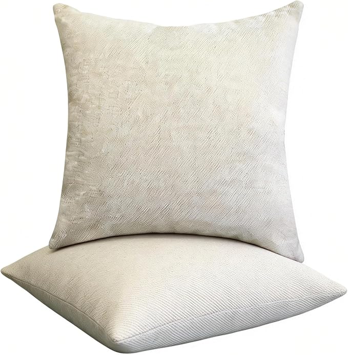 Small Throw Pillow 18x18,Couch Pillows,Velvet Throw Pillow for Bed and Couch,Set of 2,Beige