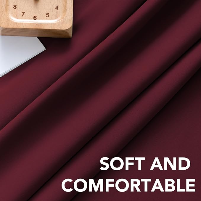 H.VERSAILTEX Christmas Blackout Curtains Thermal Insulated Window Treatment Panels Blackout Drapes for Living Room Back Tab/Rod Pocket Bedroom Draperies, 52 x 84 Inch, Burgundy Red, 2 Panels