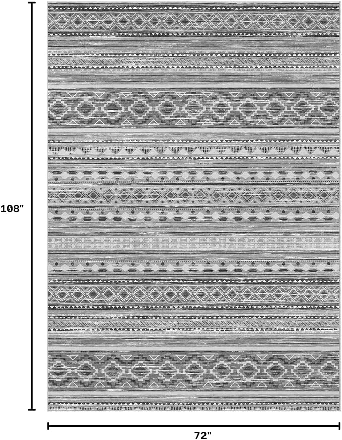 cotiled 6x9 Area Rugs Living Room Rug: Washable Boho Rugs with Non Slip Backing Large Soft Indoor Stain Resistant Carpet for Bedroom Farmhouse Dining Room Lightweight Home Decor Beige Grey