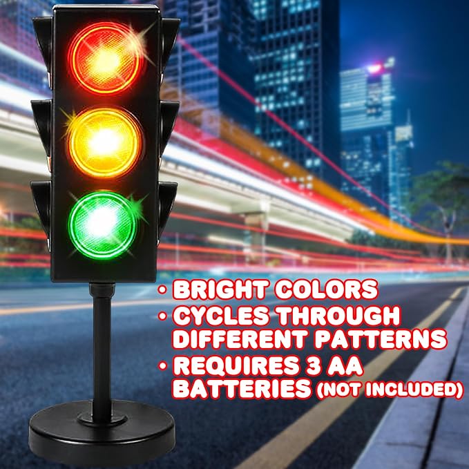 ArtCreativity Small Traffic Light Table Lamp for Kids, (Pack of 1), Bedside Lamp with Color Changing LEDs, Cool Nightlight for Girls and Boys, Decorative for Living Room, Bedroom, or Playroom