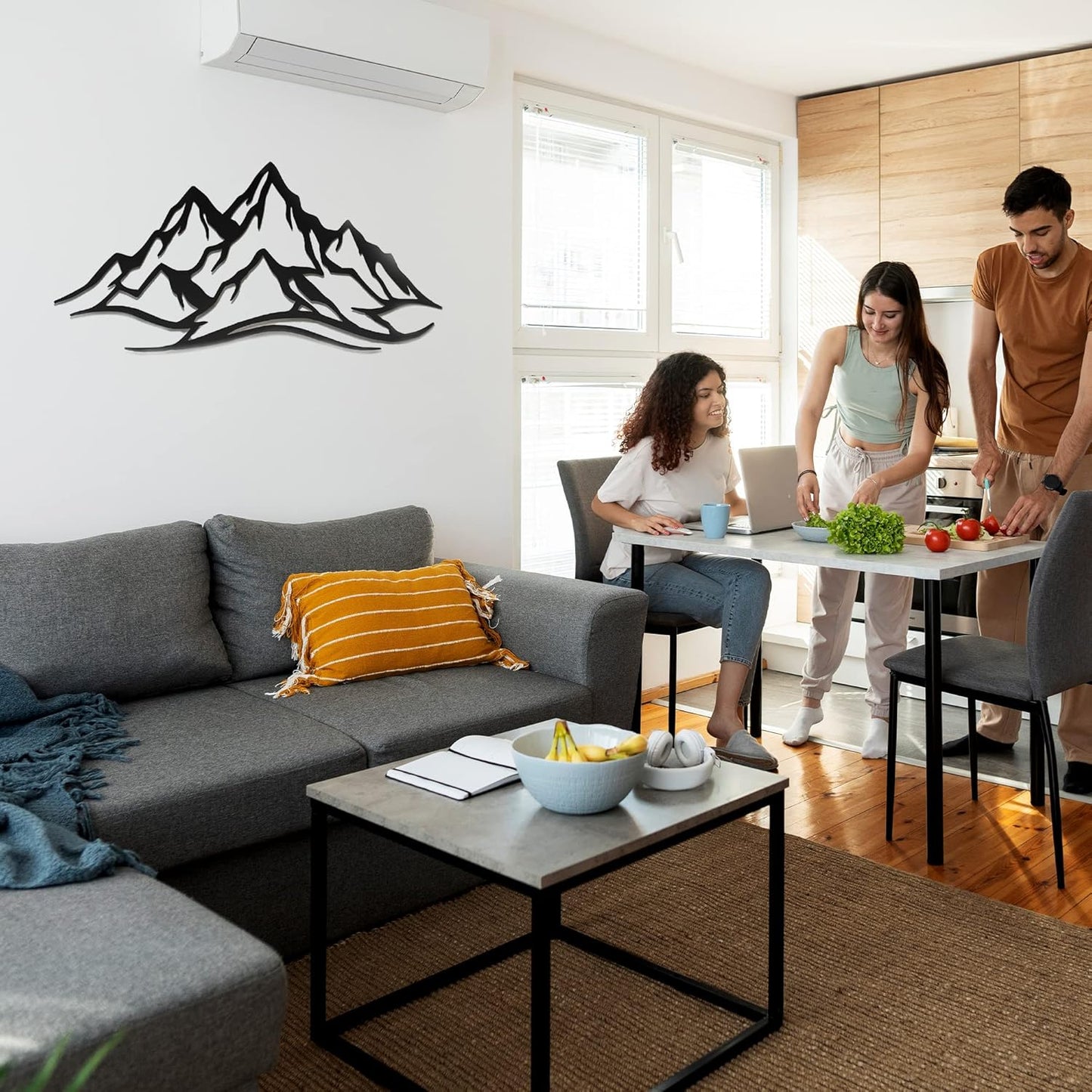 METALPLEX Mountain Range Metal Wall Art - Fade-Resistant and Rust-Free Indoor & Outdoor Aluminum Composite Wall Decor - Home Decor Wall Art For Living Room and Bedroom Decorations - Black (47" x 22")