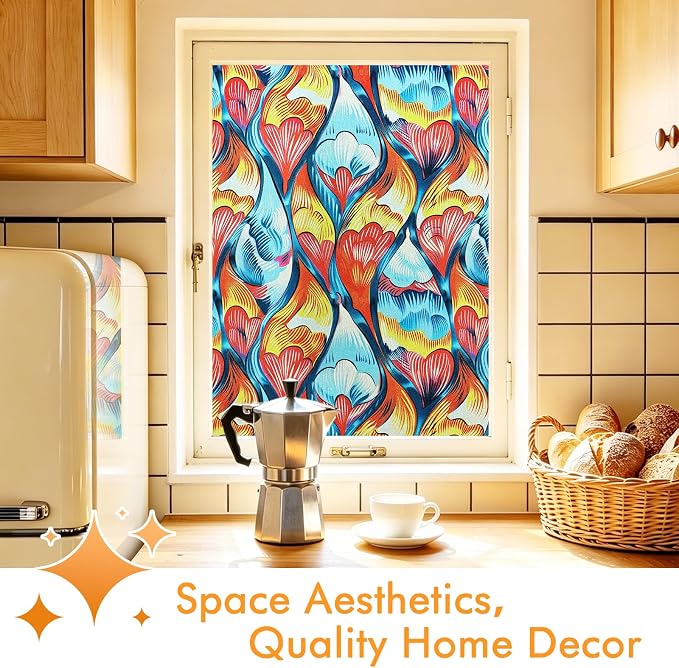 SOMWISE Frosted Glass Window Privacy Film with Tools, Heat Blocking, Anti-UV, Anti-Glare, Static Cling, Decor for Home Bathroom Door, Renter Friendly, Removable, Reusable, Red 17.5Inchx78.5Inch