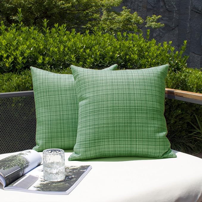 Kevin Textile Pack of 2 Spring Decorative Outdoor Waterproof Throw Pillow Covers Lumbar Pillowcases Modern Cushion Cases for Patio Couch Bench 22 x 22 Inch Sage Green