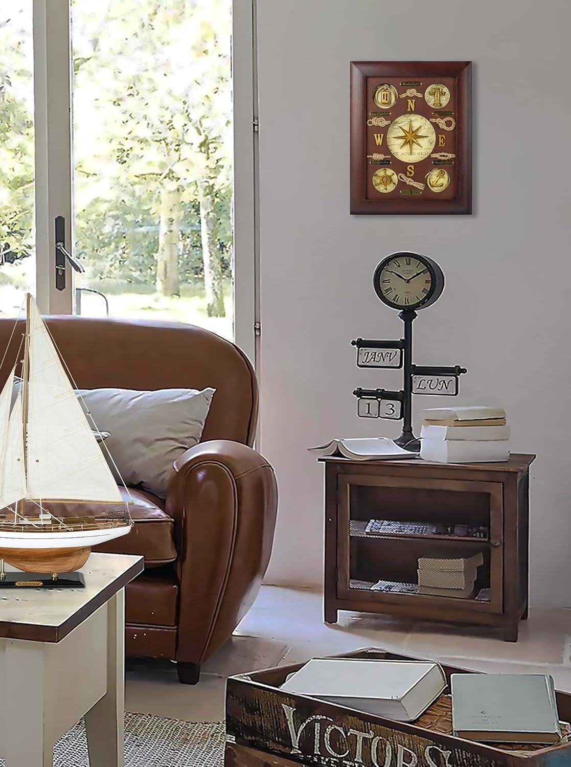 SAILINGSTORY Nautical Wall Decor Knot Board Frame Maritime Decor Coastal Compass Decor