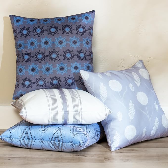 Decorative Throw Pillow Set of 4, 18" x 18" Colorful Accent Pillow Covers, Restful Cottage