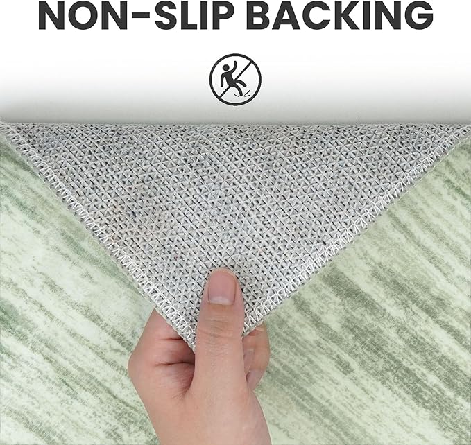 SIILOOM 2x3 Modern Abstract Rug for Entryway, Lime Green Super Soft Small Area Rug, Washable Non-Slip Kitchen Rugs, Low-Pile Mat for Bedside, Indoor Door Mat