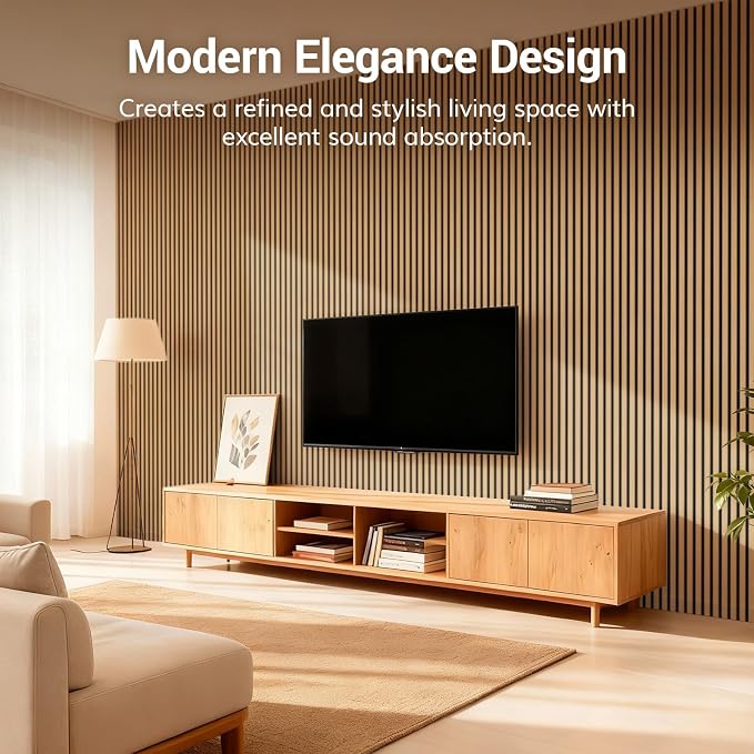 TONOR Wood Slatwall Panels, 2 Pack 47.2" x 23.6"/ 120 x60cm(15.5ft²) Acoustic Wall Panels, Wood Slat Acoustic Panels for Noise Cancelling and Wall Décor Living Room, Bedroom, Home Decor, Office, Teak