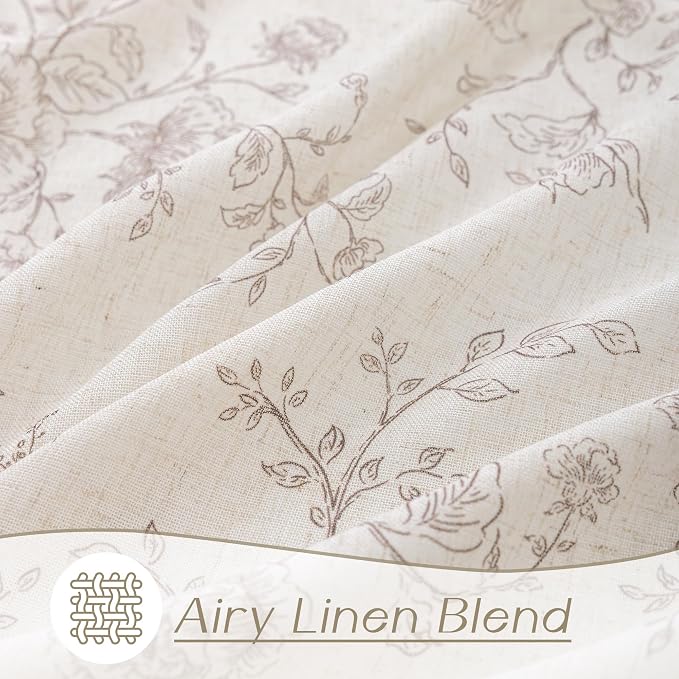 Meikelor Coffee Pinch Pleated Floral Curtains 84 inch Long for Living Room 70" W x 84" L