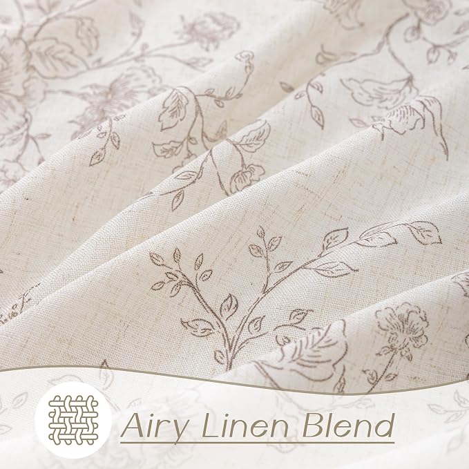 Meikelor Coffee Pinch Pleated Floral Curtains 132 inch Long for Living Room 70" W x 132" L
