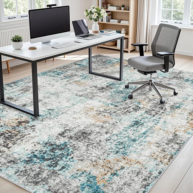 Area Rugs 10x14 Living Room: Large Soft Washable Rug Modern Abstract Anti-Skid Non-Shedding Carpet Indoor Floor Thin Carpets for Bedroom Dining Room Farmhouse Nursery Home Office Multi