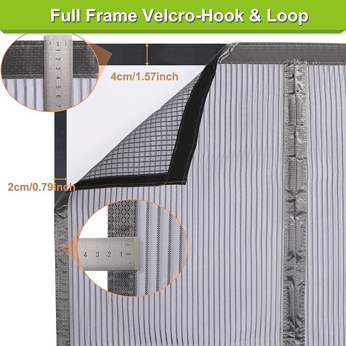 Risareyi Magnetic Screen Door Heavy Duty, Front Door Screen Magnetic Closure Thicken Tear-Resistant Mesh Keep Bugs Out, Grey - Net Curtain Itself Size 39" x 82"