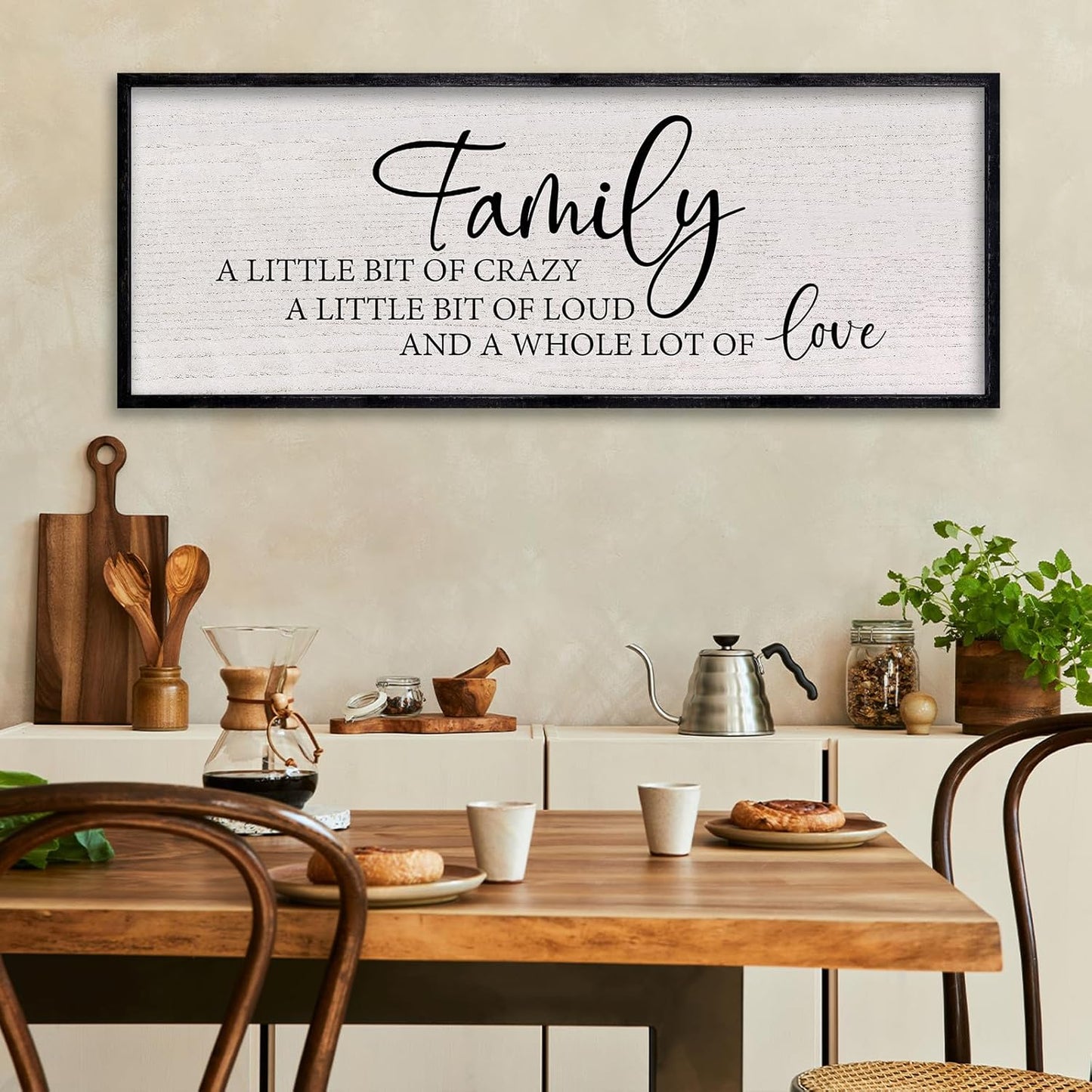 LuZhiQiang Family A Little Bit of Crazy Sign Wall Decor 40"x15" Large Family Signs Wood Framed Hanging Wall Art (Black)