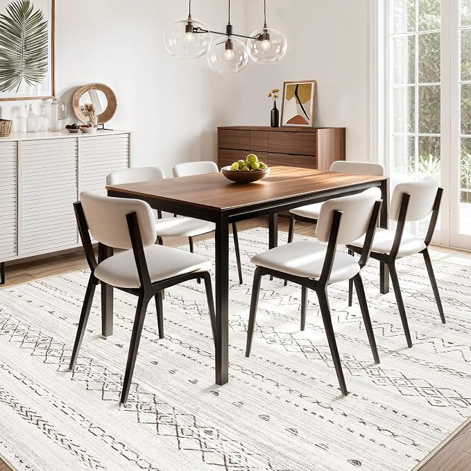 cotiled 12x15 Area Rugs Living Room Rug: Washable Boho Rugs with Non Slip Backing Large Soft Indoor Stain Resistant Carpet for Bedroom Farmhouse Dining Room Lightweight Home Decor Brown