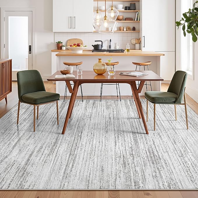 Area Rug 6x9 Living Room Rugs: Washable Modern Rug Non-Slip Soft Rugs Stain Resistant Printed Rug Indoor Carpet for Bedroom Kitchen Dining Room Nursery Home(Grey, 6'x9')