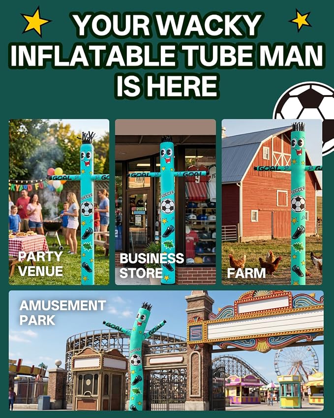 7 FT Inflatable Tube Man with Blower: Soccer Sports Theme Inflatable Dancing Man for Indoor & Outdoor Advertising, Party Decorations, Store Grand Openings, Business & Events (Soccer)