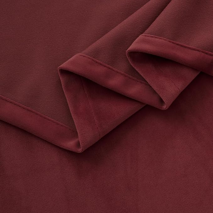 YoungsTex Burgundy Velvet Blackout Curtains 72 Inches Length for Living Room, Thermal Insulated Window Drapes with Grommet Privacy for Bedroom, 2 Panels, 52 X 72 Inch