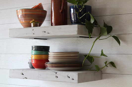 Urban Legacy Reclaimed Barn Joist Deep Floating Shelves | Deep Shelves with Low Profile Shelf Bracket with High Weight Capacity, Set of 2 (48" x 11" x 2.5", Rustic Gray)