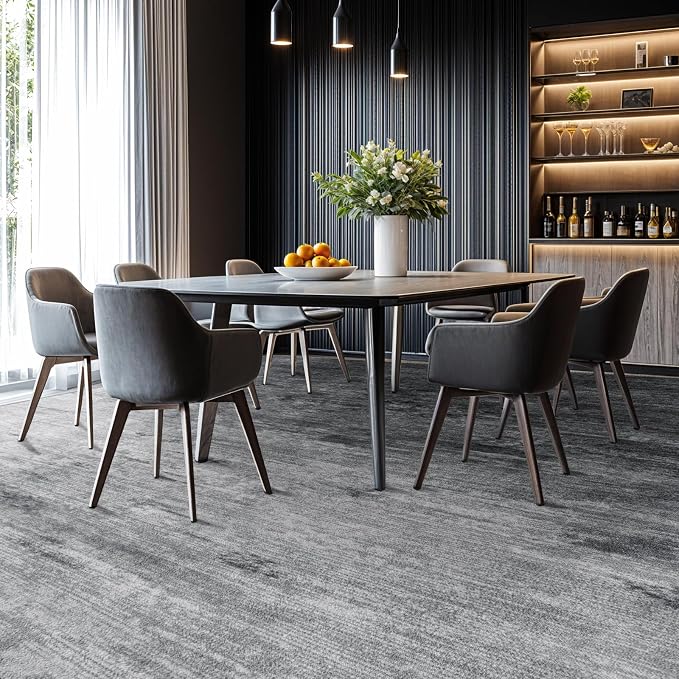 10x14 Washable Area Rug, Gray Solid Area Rugs for Living Room & Bedroom | Stain-resistant & Non-slip backing,Low Pile Washable Large Carpet, Solid Vintage Style For High Traffic Areas(10x14,Gray)