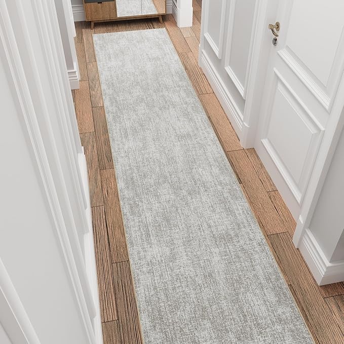 Ottomanson Hallway Runner Rug 1'10.5" x 12' – Soft Non-Slip Rug, Low Pile Carpet for Entryway, Kitchen & Long Hallways in Apartments and Homes, Solid Beige