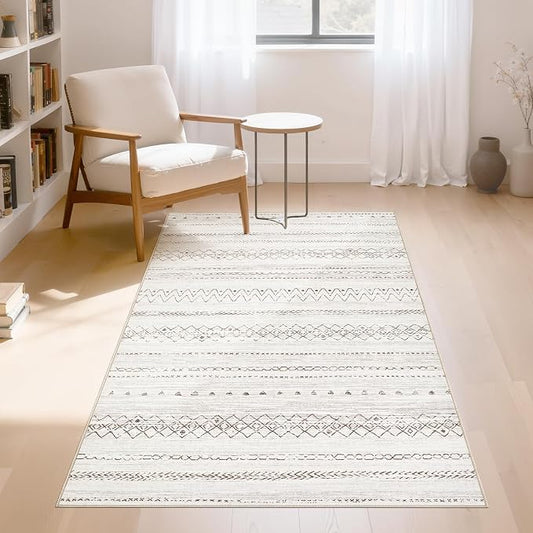 cotiled 3x5 Area Rugs Living Room Rug: Washable Boho Rugs with Non Slip Backing Small Soft Indoor Stain Resistant Carpet for Bedroom Farmhouse Dining Room Lightweight Home Decor Brown