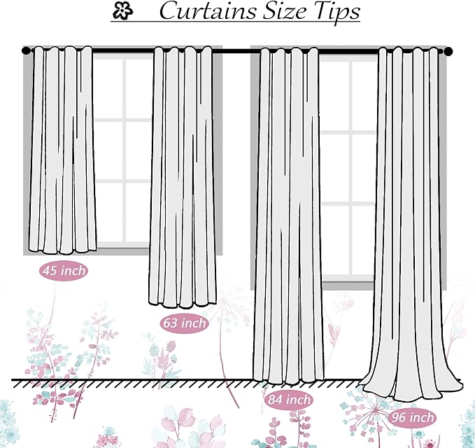 XTMYI Lavender Bathroom Curtain for Small Window,Watercolor Floral Bath Decor,80% Blackout Short Curtains for Girls Bedroom,45 Inch Length,Purple