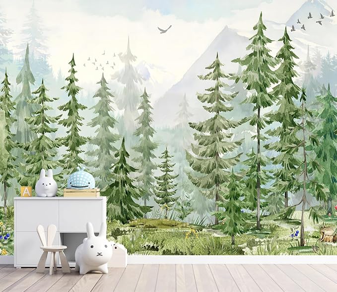 YQWDMX - Green Tropical Jungle Peel and Stick Wallpaper murals for Nursery ZY21 M