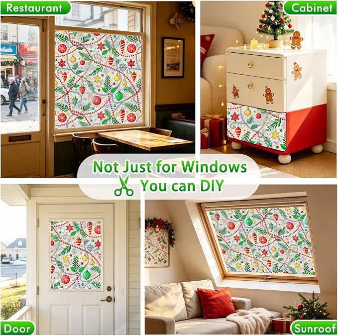 SOMWISE Rainbow Window Privacy Film,Heat Control,UV Blocking,Anti-Glare,Day & Night Privacy Protection & Decoration for Home, Bathroom,Glass Door,Static Cling,Renter-Friendly with Installation Tools