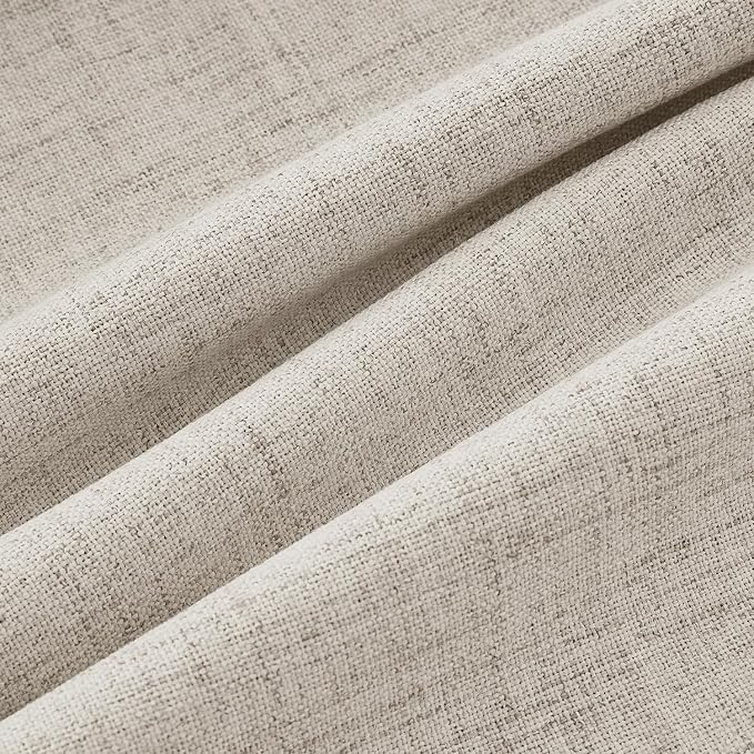 MIULEE 100% Blackout Linen Curtains for Bedroom, Stone Solid Luxury Decor Thermal Insulation Room Darkening Drapes for Living Room Back Tab Rod Pocket 42 x 84 Inches, 2 Panels