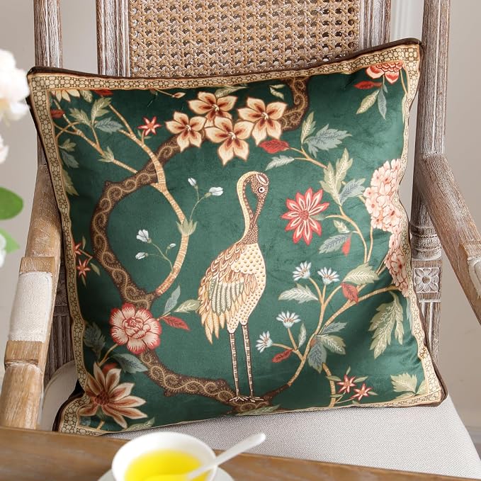 ISAENNE Designer French Velvet Throw Pillow Cover,Set of 2,18"x18"-Mitchell | Pillow Cover,Concealed Zipper Design,Dragonfly Pattern,Sofas,Bedroom,Living Room,Lounge Chairs,All Season Home Decor