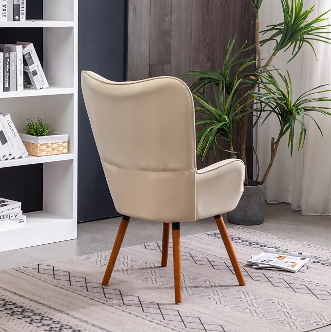 Roundhill Furniture Doarnin Silky Velvet Tufted Button Accent Chair, White