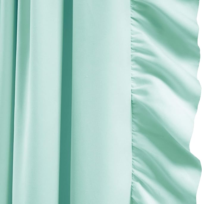 Lush Decor Reyna Ruffle Window Curtain Panel Set, Pair, 54" W x 84" L, Light Blue - Flowy Curtain - Romantic Ruffle Curtains for Bedroom, Living room, or Dining Room - Farmhouse & Cottage Home Decor