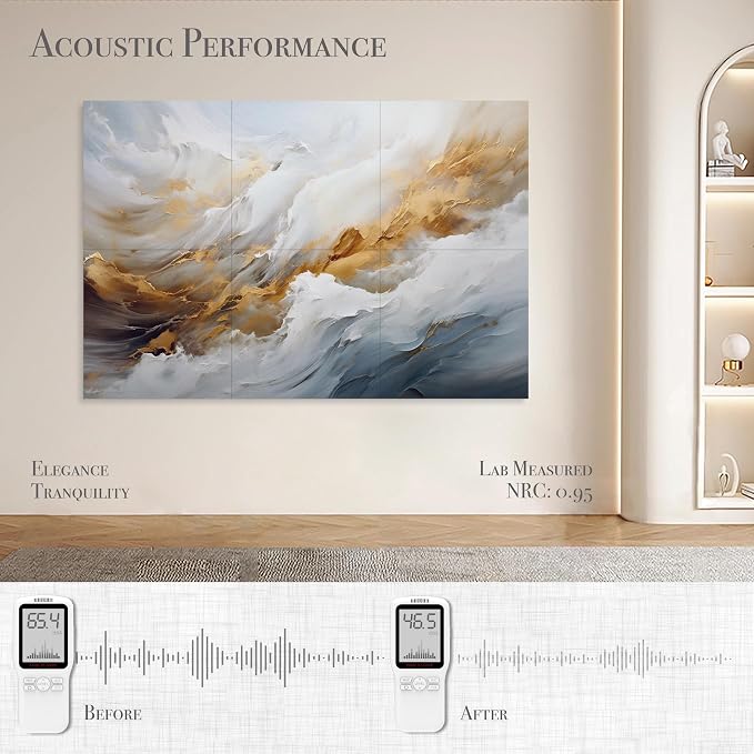 Soon Global Acoustical Wall Panels, 72 X 48 Inches Art Acoustic Panels, Decorative Acoustic Panels, Acoustic Wall Panels, Sound Absorbing Wall Art, Whispers of Serenity