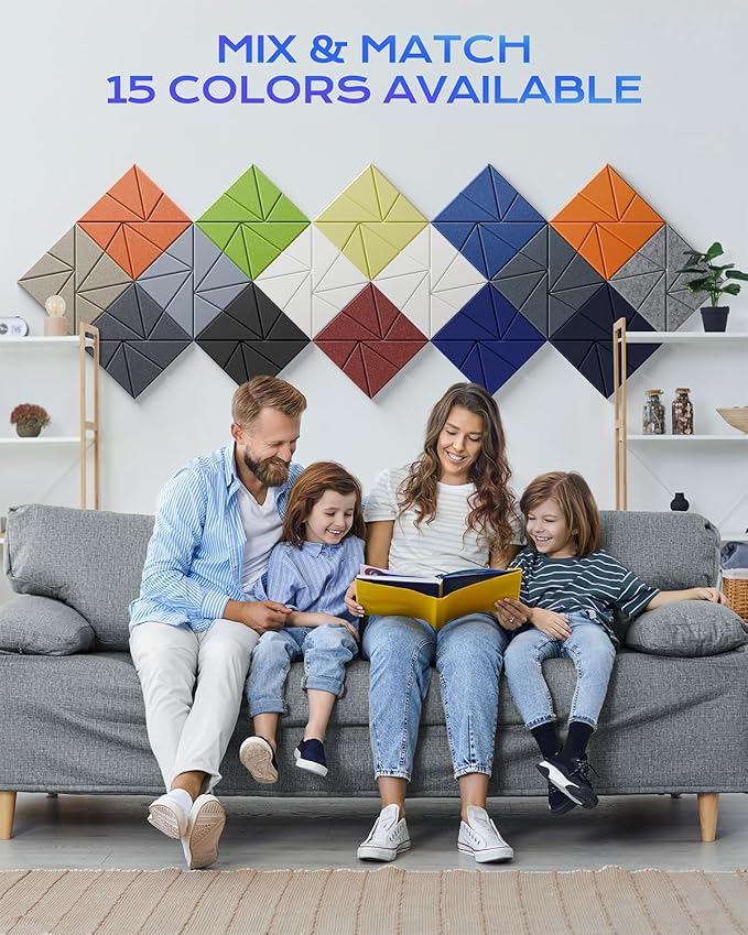 22 Pack Acoustic Panels, Sound Proof Foam Panels for Walls, Self-Adhesive High Density Soundproof Wall Panels, 12" X 12" X 0.4", Sound Absorbing Panels for Home, Studio, Office (Gray)