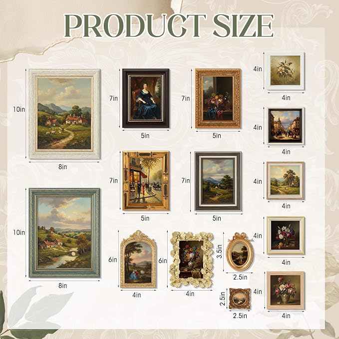 Kathfly 15 Pack Vintage Picture Frames for Wall, Tabletop Display Ornate French Country Frames Vintage Farmhouse Decor Antique Wall Frame Set for Gallery Bedroom Living Room Decor (Essential Style)